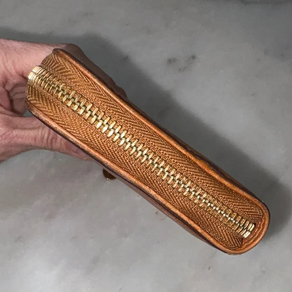 Michael Kors Wallet Jet Set Travel Continental Full Zip Brown Leather